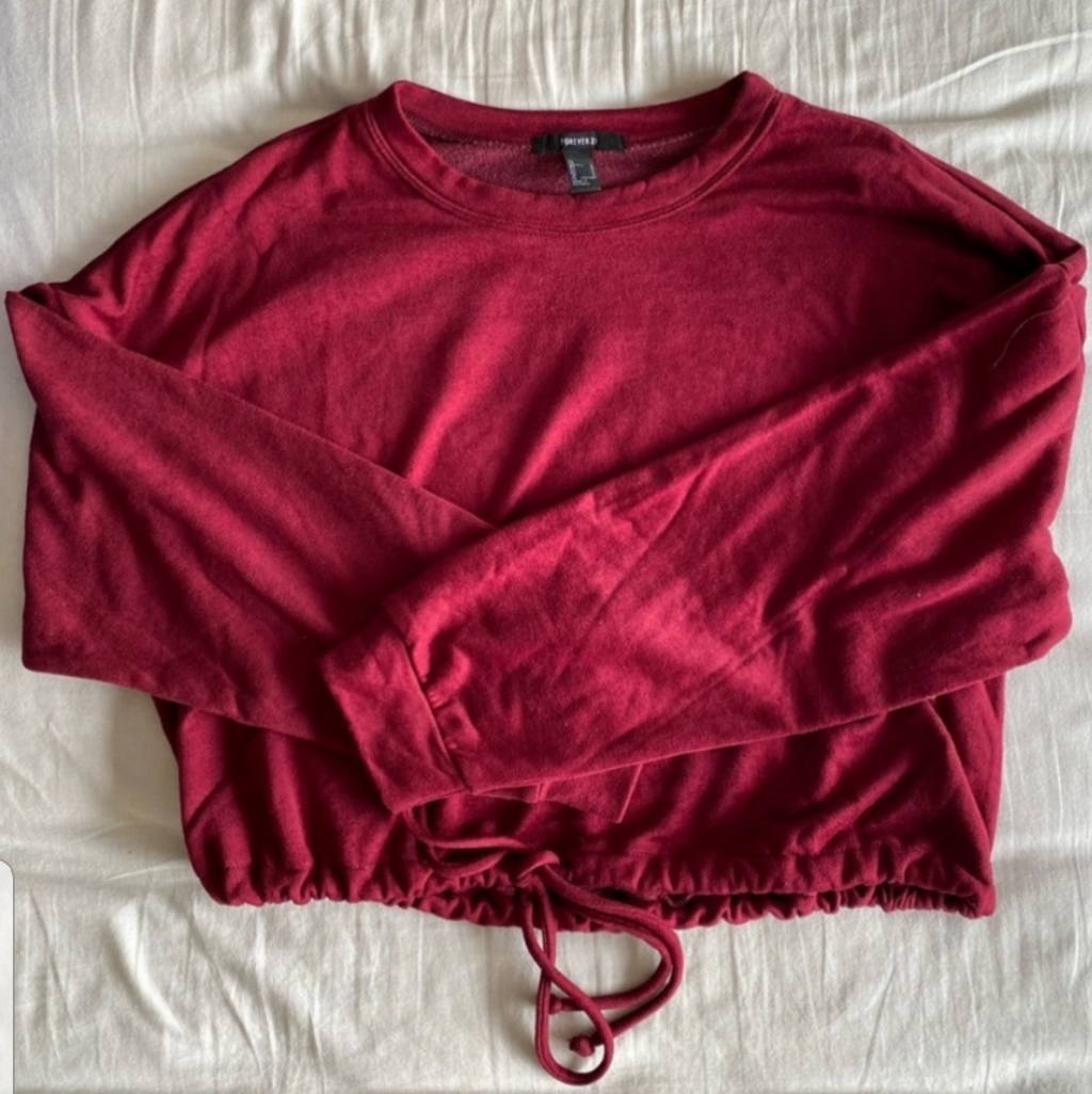 Forever 21 Velour Crop Top With Waisted Tie